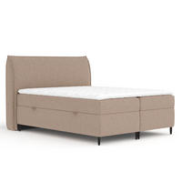 BOXBETT 200/200 cm Corvus, in Braun, Matratze, Topper, Bettkasten, H4 = sehr fest - Schwarz/Braun, Holz/Holzwerkstoff (200/200cm) - Maison de Reve