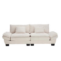 SOFA 2-Sitzer mit Kissen aus Velvet Beige 224/81/81 cm - Beige, Textil (224/81/81cm) - OKWISH