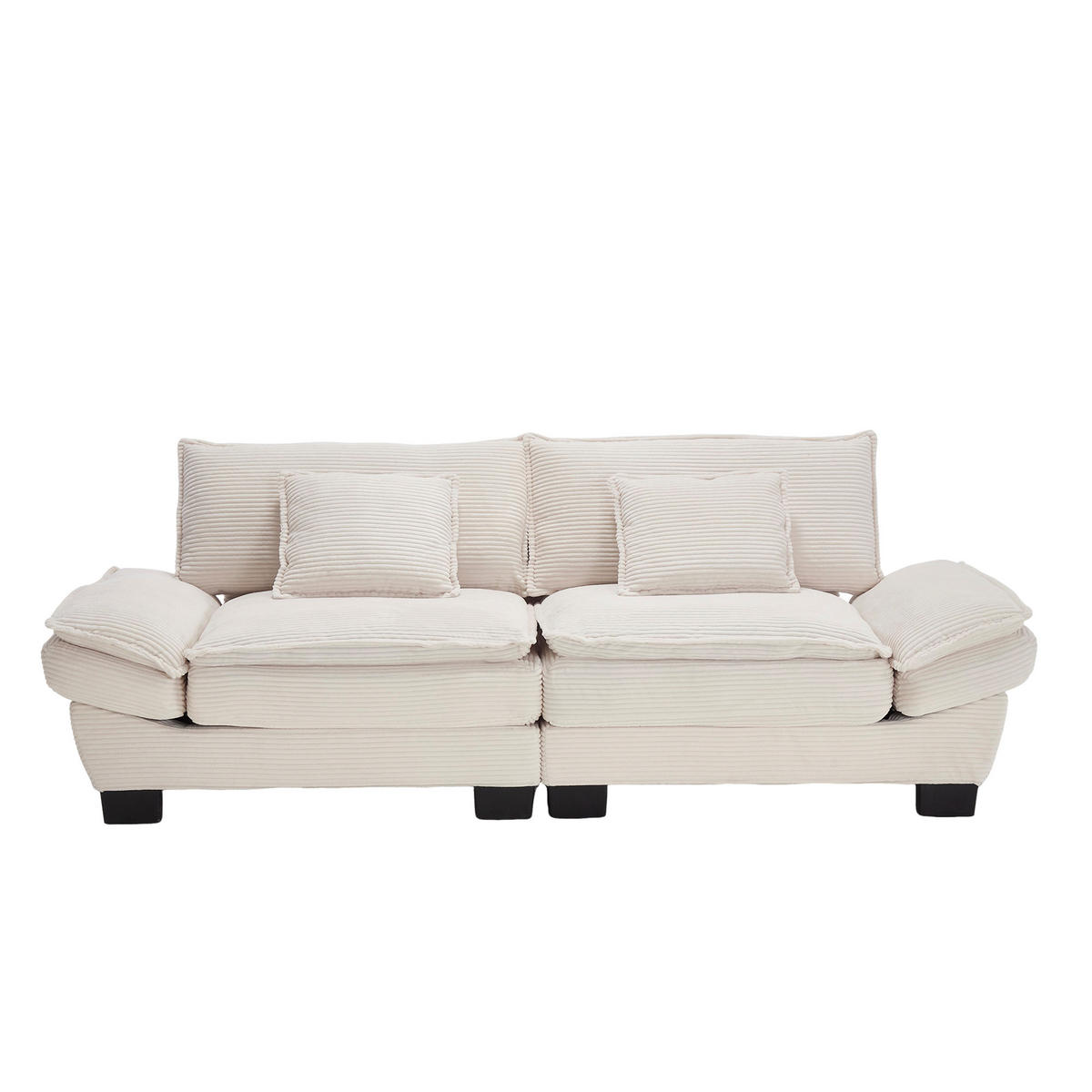 SOFA 2-Sitzer mit Kissen aus Velvet Beige 224/81/81 cm - Beige, Textil (224/81/81cm) - OKWISH