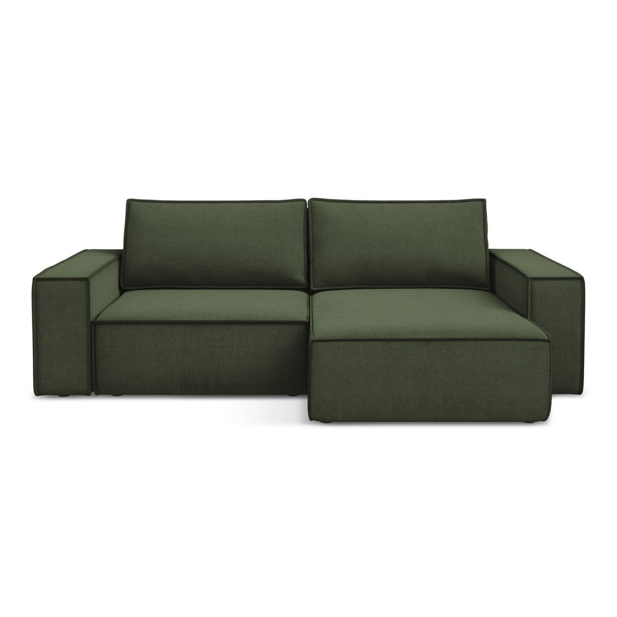 ECKSOFA mit Schlaffunktion Strukturstoff Stoff Grün - Schwarz/Olivgrün, Kunststoff/Textil (257/148cm) - LaMiaSofa