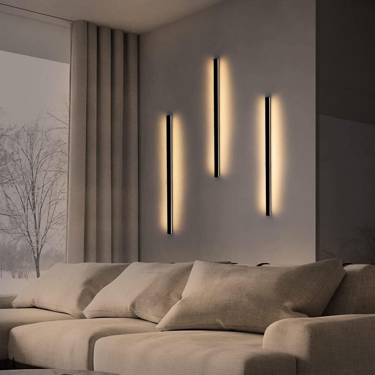 NÁSTĚNNÉ LED svítidlo Yarus 2,5/3,8/80 cm (sada 2 ks) - černá, kov (3.8/80/2.5cm) - Nettlife
