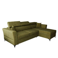 ECKSOFA L Form Ribella Olivgrün 265/180/100 cm Rechts mit Schlaffunktion - Schwarz/Grün, Textil/Metall (265/180cm) - AX Living