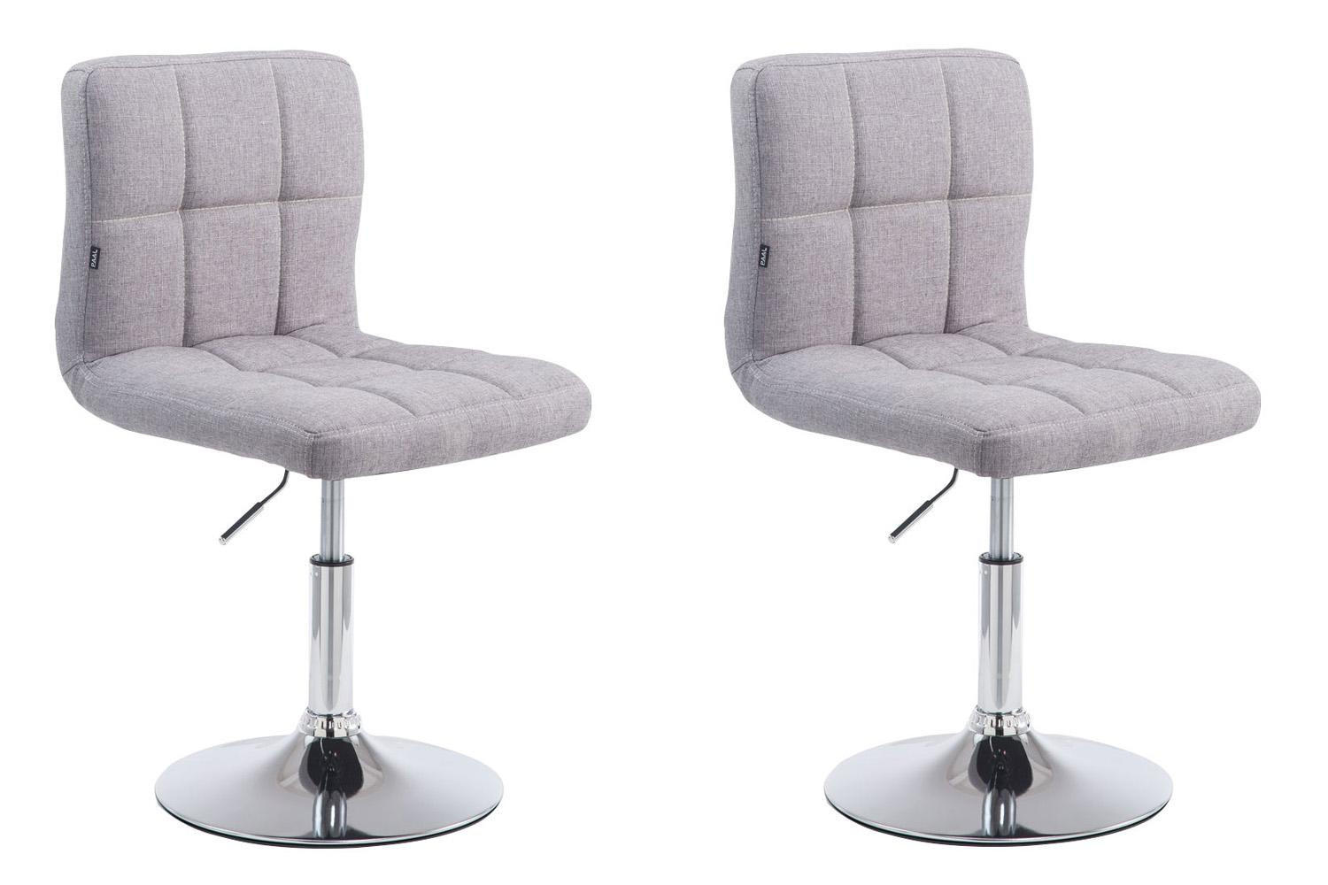 DREHSTUHL 2er Set Stoff grau - Chromfarben/Grau, Textil/Metall (44/74/49cm) - CLP