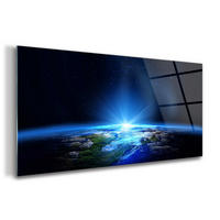 GLASBILD 140x70 cm Erde Universum - Schwarz, Glas (140/70cm) - TULUP