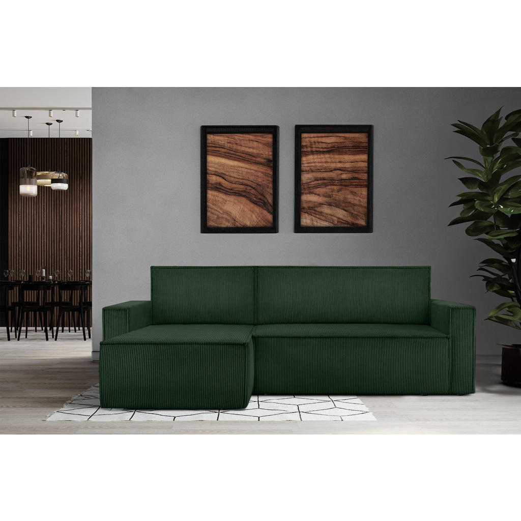 Thumbnail - Konsimo® Ecksofa-Links/Rechts, Dunkelgrün, Textil, L-Form,L-Form, 246x148 cm, FSC 100%, Hergestellt in Europa, Wohnzimme...