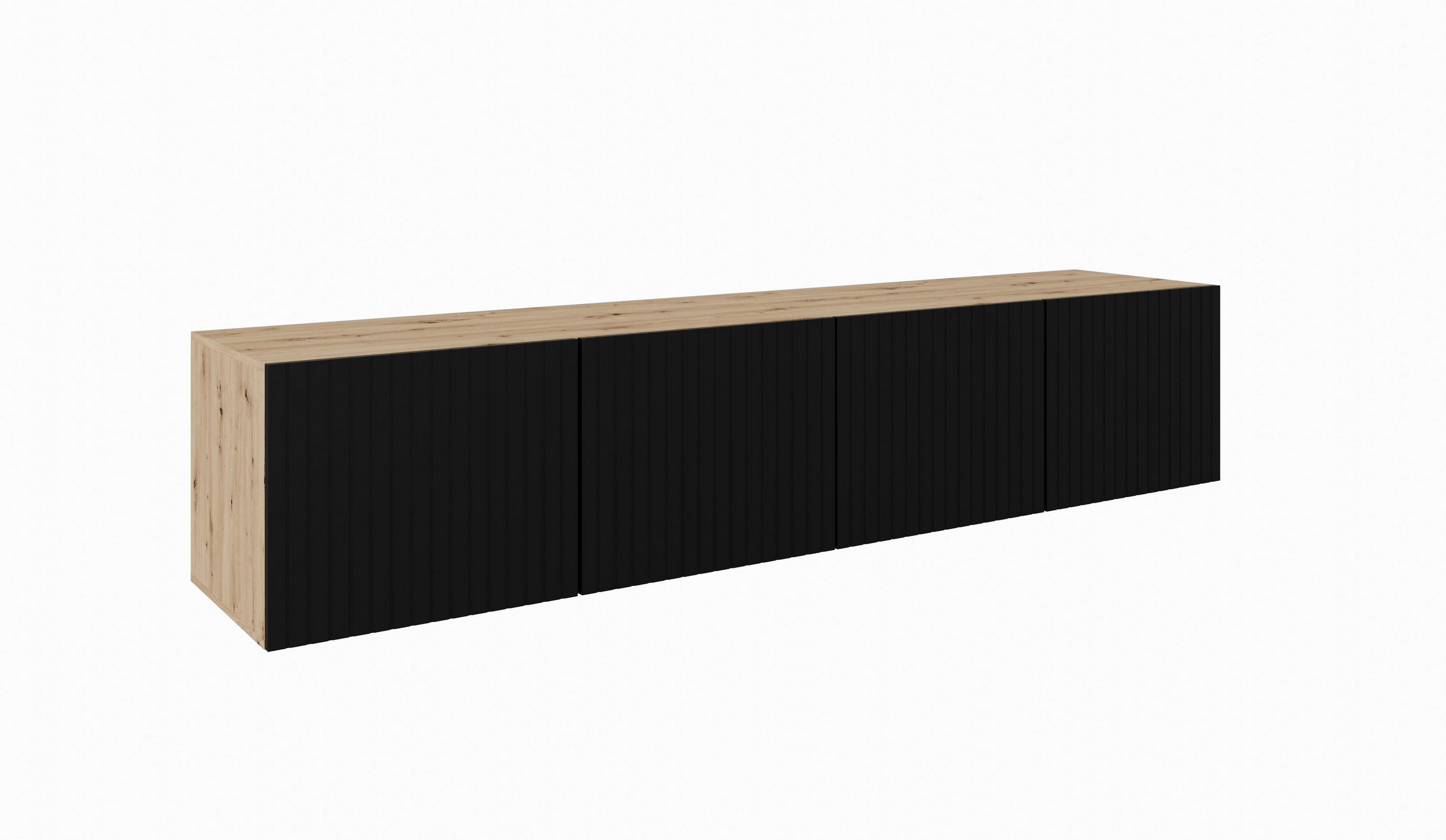 Meblini Tv-Schrank Eiche Artisan, Schwarz 200x41x40 cm