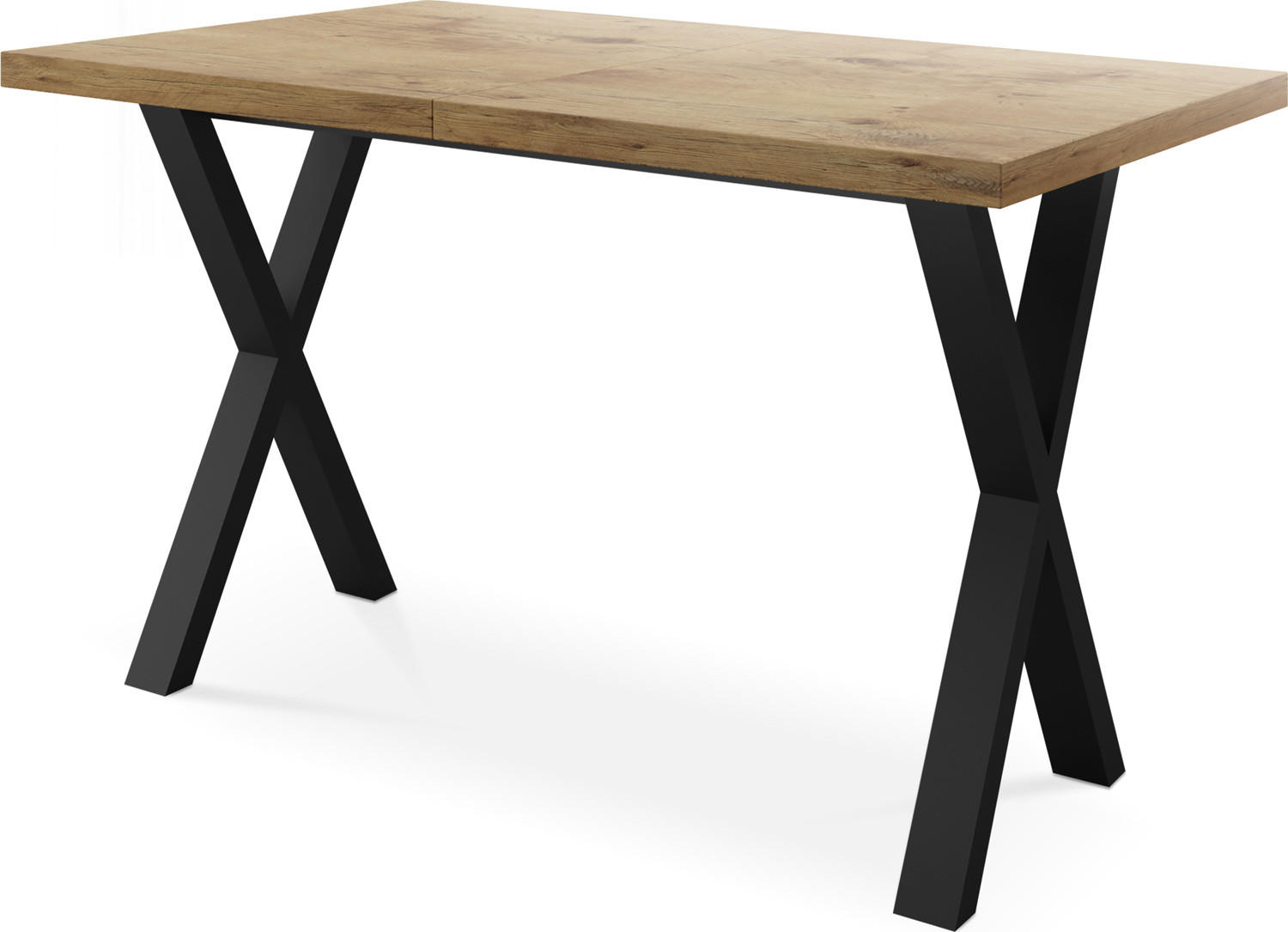 ESSTISCH Blake rechteckig ausziehbar, Lancelot Eiche 120-220/80/76 cm - Eichefarben/Schwarz, Holzwerkstoff/Metall (120/80/76cm) - WFL GROUP
