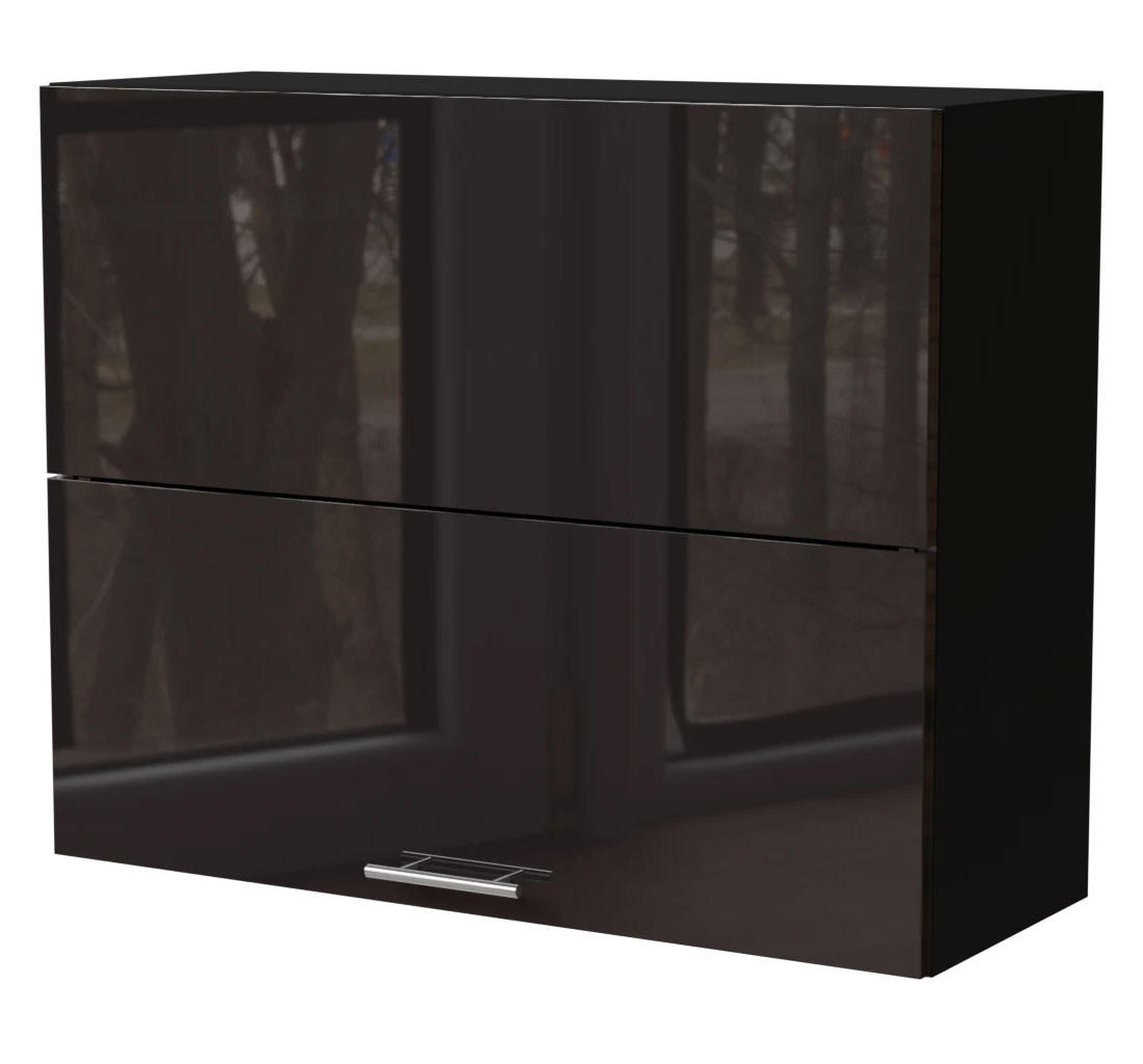 Feldmann-Wohnen Küchenhängeschrank Schwarz Hochglanz, Schwarz 90x72x32.5 cm