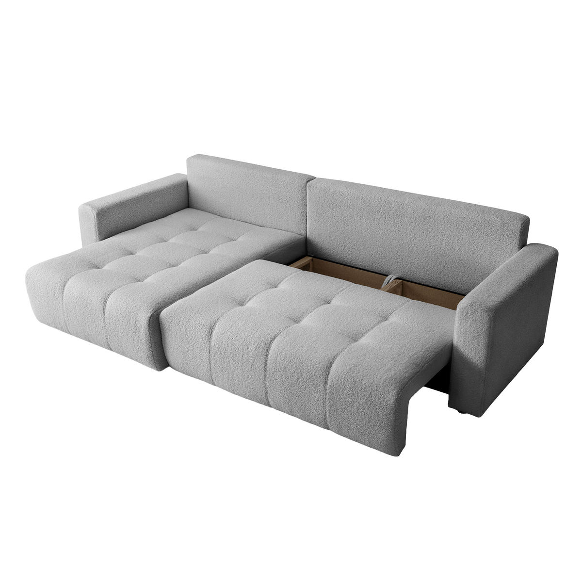 ECKSOFA WALONGO mit Schlaffunktion, Hellgrau - Hellgrau, Textil (261/143cm) - Fedve