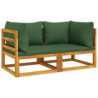MODULAR-ECKSOFAS 2 Stk. Mit Grünen Kissen Massivholz Akazie - Grün, Holz (70.5/65/141cm) - vidaXL