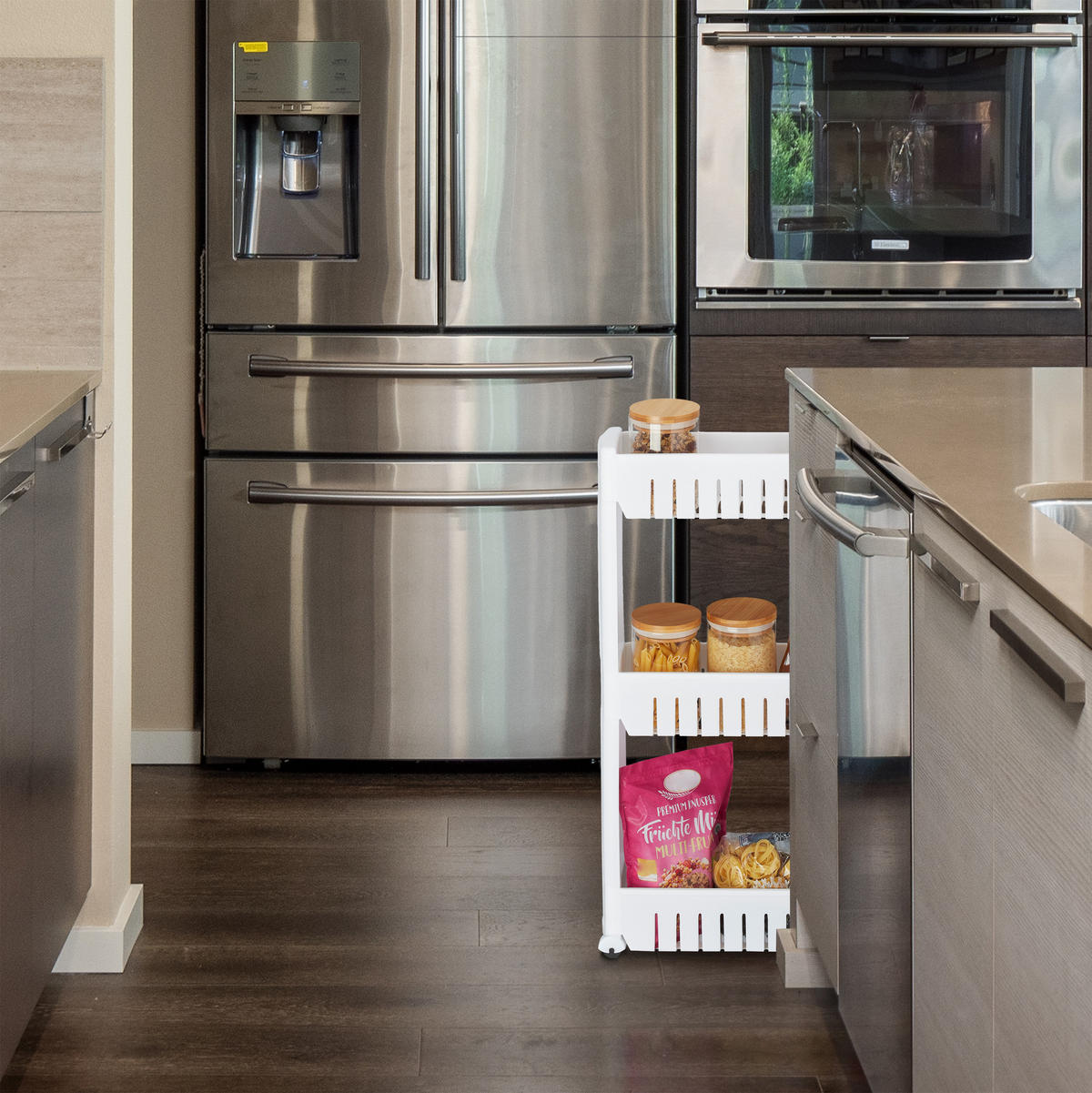 NÍZKY vozík - biela, plast (12.5/71/54cm) - Relaxdays