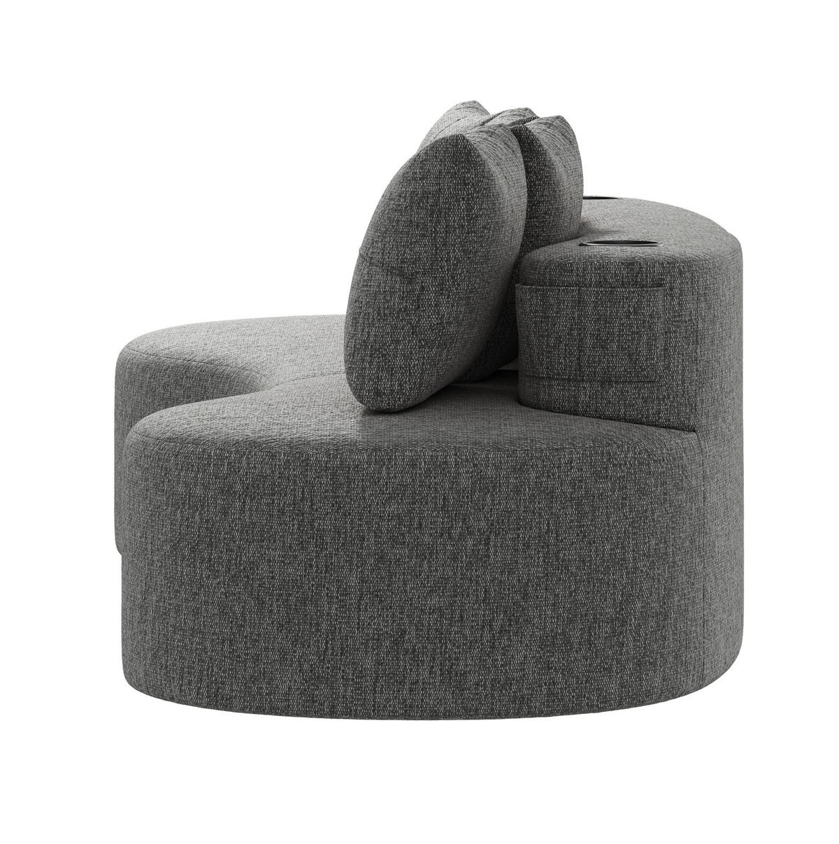 SOFA 240/109/60 cm aus Leinen mit Becherhaltern und Seitentaschen Dunkelgrau - Dunkelgrau, Textil (109/63/240cm) - Modenvie