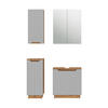 BADMÖBEL-SET Lotta Eiche/grau gestreift 4 Teile - Eichefarben/Grau, Holzwerkstoff (59.8/62.1/32cm) - Vicco