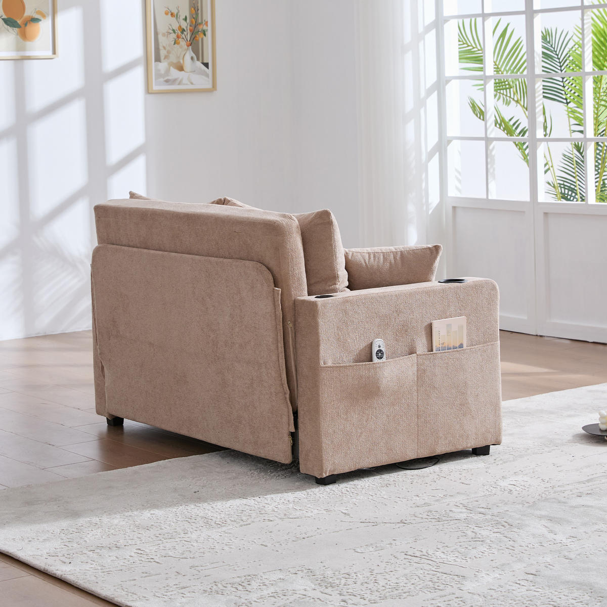 SCHLAFSOFA aus Chenille 139x83x58 cm mit Schlaffunktion, beige - Beige, Textil (83/58/139cm) - Luhomfu