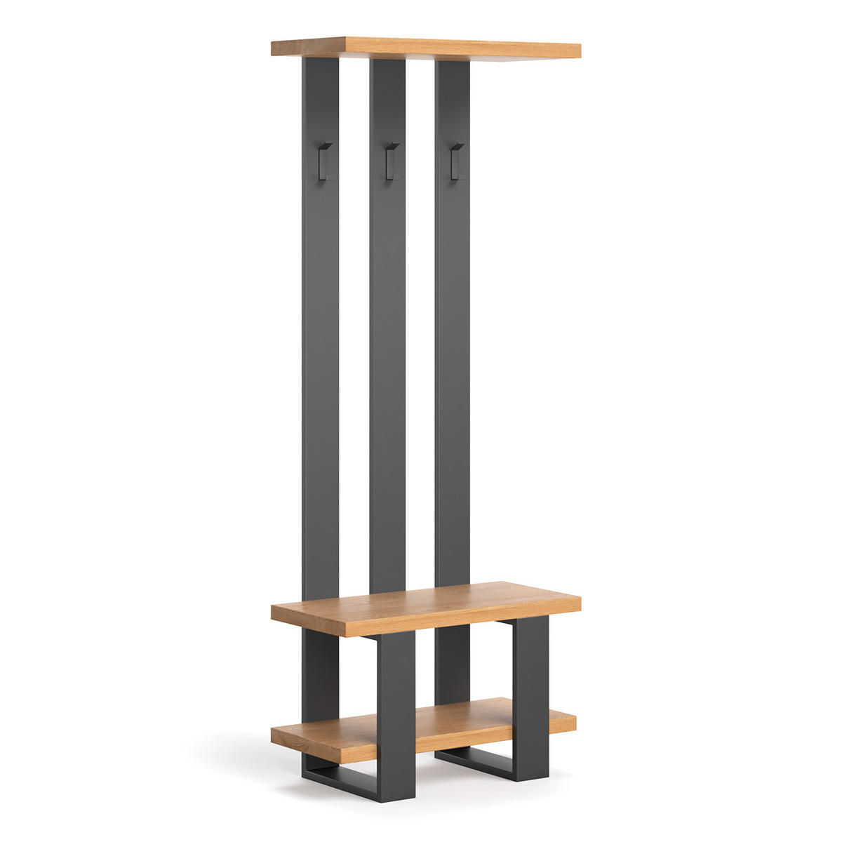 GARDEROBE Mount aus massivem Eichenholz 70 cm - Eichefarben/Naturfarben, Holz (70/180/35cm) - Danzz