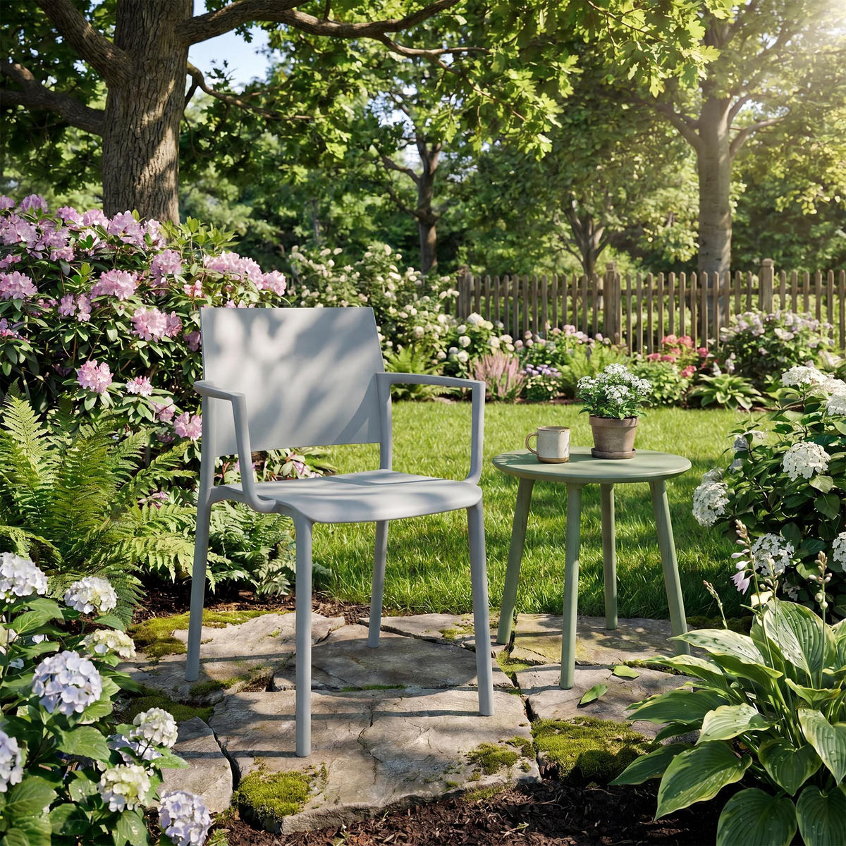 GARTENSTUHL Kunststoff Hellgrau - Hellgrau, Kunststoff (57/81/52cm) - CLP