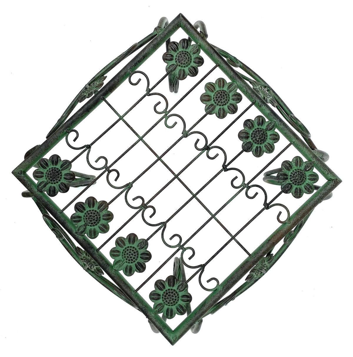 BLUMENHOCKER eckig Metall Grün 35/35/34,5 cm - Grün, Metall (31.5/34.5/31.5cm) - DanDiBo