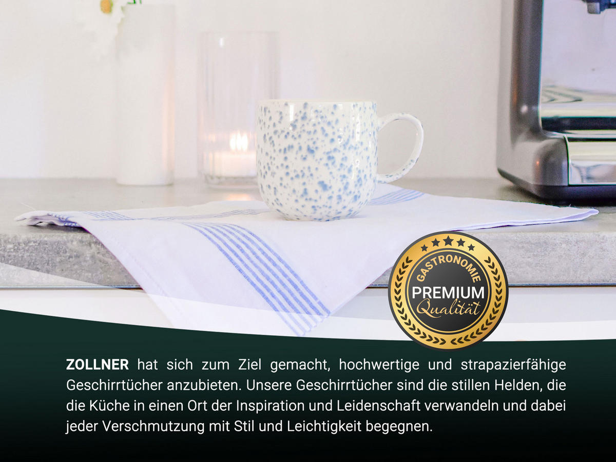 GESCHIRRTÜCHER, 4er-Set, 50x70 cm, 100% Leinen, Weiß - Blau/Weiß, Textil (50/70cm) - Zollner