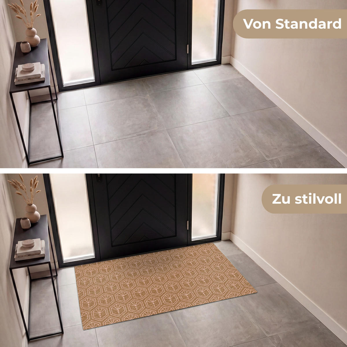 ROHOŽKA Hnedá - Ružová - Geometrické - Vzorované 150x90 cm - hnedá, plast (150/90cm) - MuchoWow