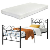 METALLBETT Apolda mit Matratze - Schwarz, Textil/Metall (90/200cm) - [en.casa]