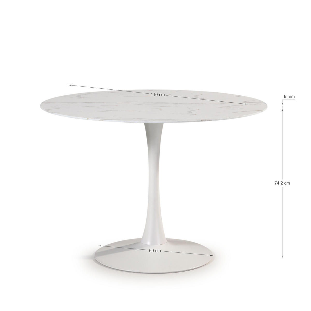 ESSTISCH Ada Weiß 110/110/75 cm - Weiß, Glas (110/110/75cm) - Calicosy