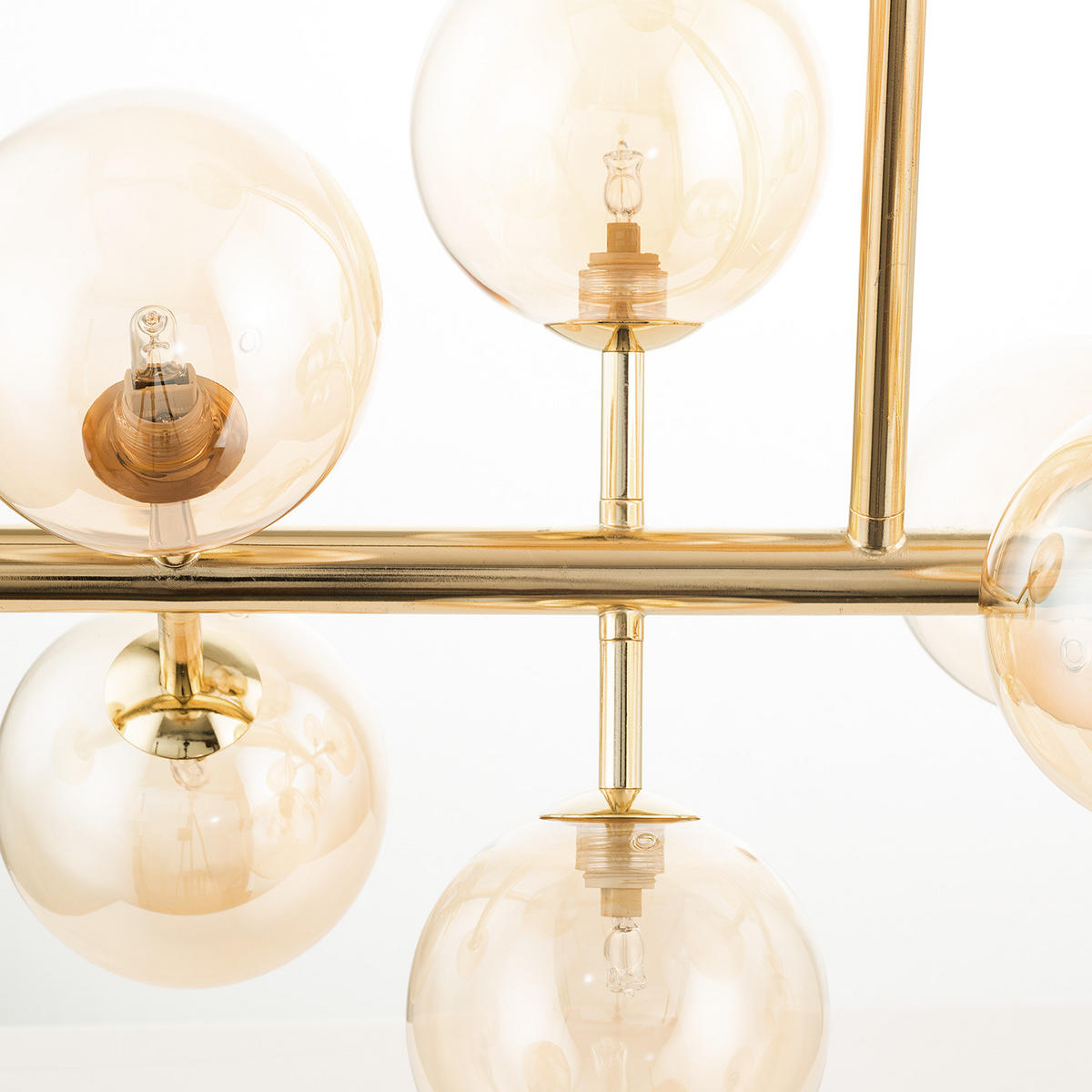 DECKENLEUCHTE - Metall, 10-flammig - Goldfarben, Glas (36/88/70cm) - home24