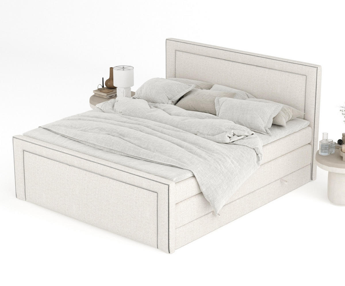 BOXSPRINGBETT Luxora Beige 180/200 cm - Beige/Schwarz, Holz/Holzwerkstoff (180/200cm) - Maison de Reve