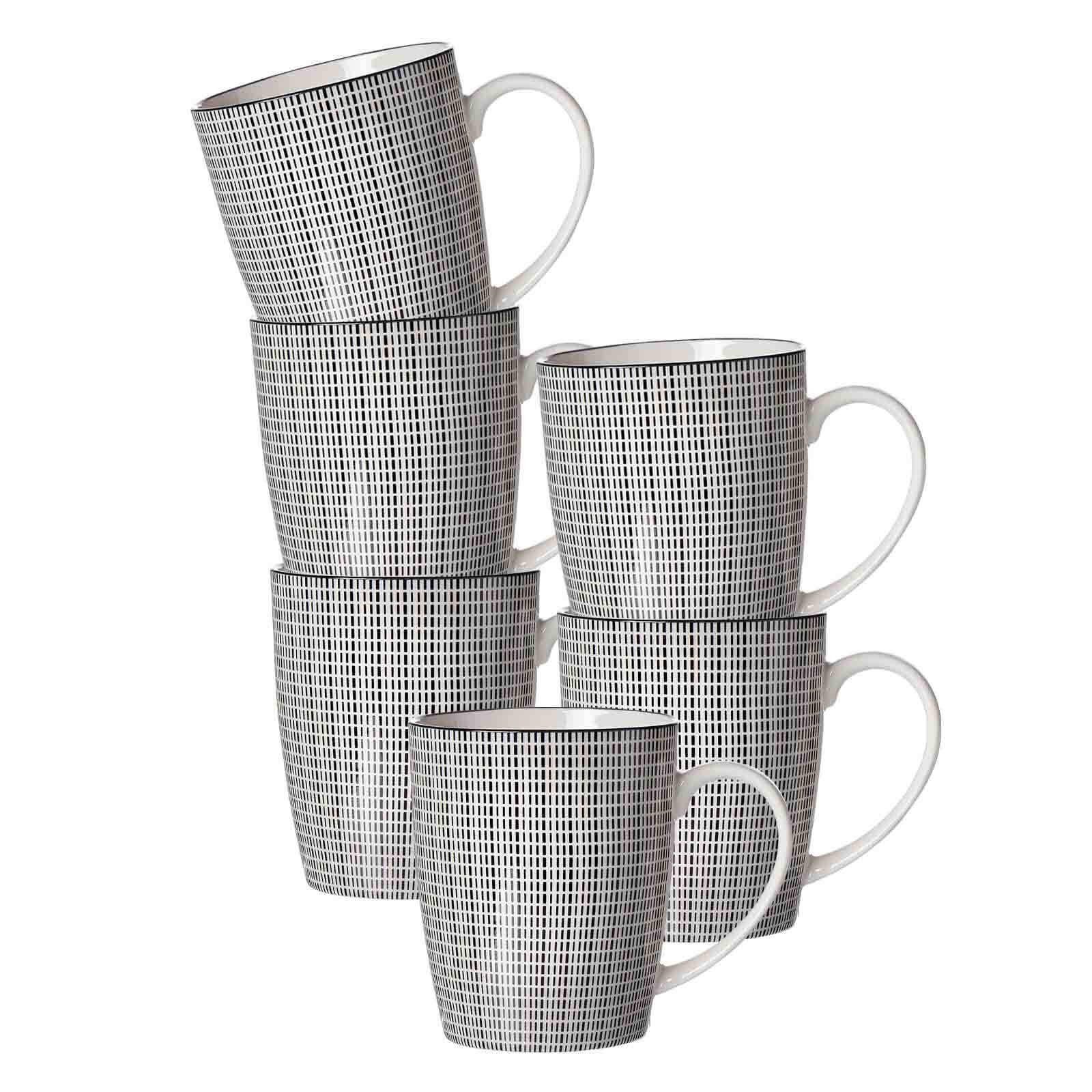HENKELBECHER Takeo Stripes schwarz-weiß 350 ml 6er Set - Schwarz/Weiß, Keramik (0.35L) - Ritzenhoff Breker