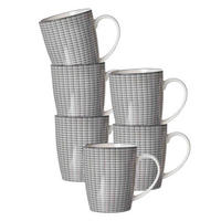 HENKELBECHER Takeo Stripes schwarz-weiß 350 ml 6er Set - Schwarz/Weiß, Keramik (0.35L) - Ritzenhoff Breker