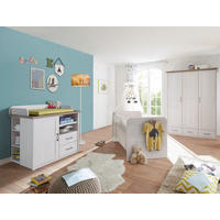 BABYZIMMER Luca in Pinie Weiß und Trüffel Landhaus 4 teilig - Weiß, Holzwerkstoff (120/200/80cm)