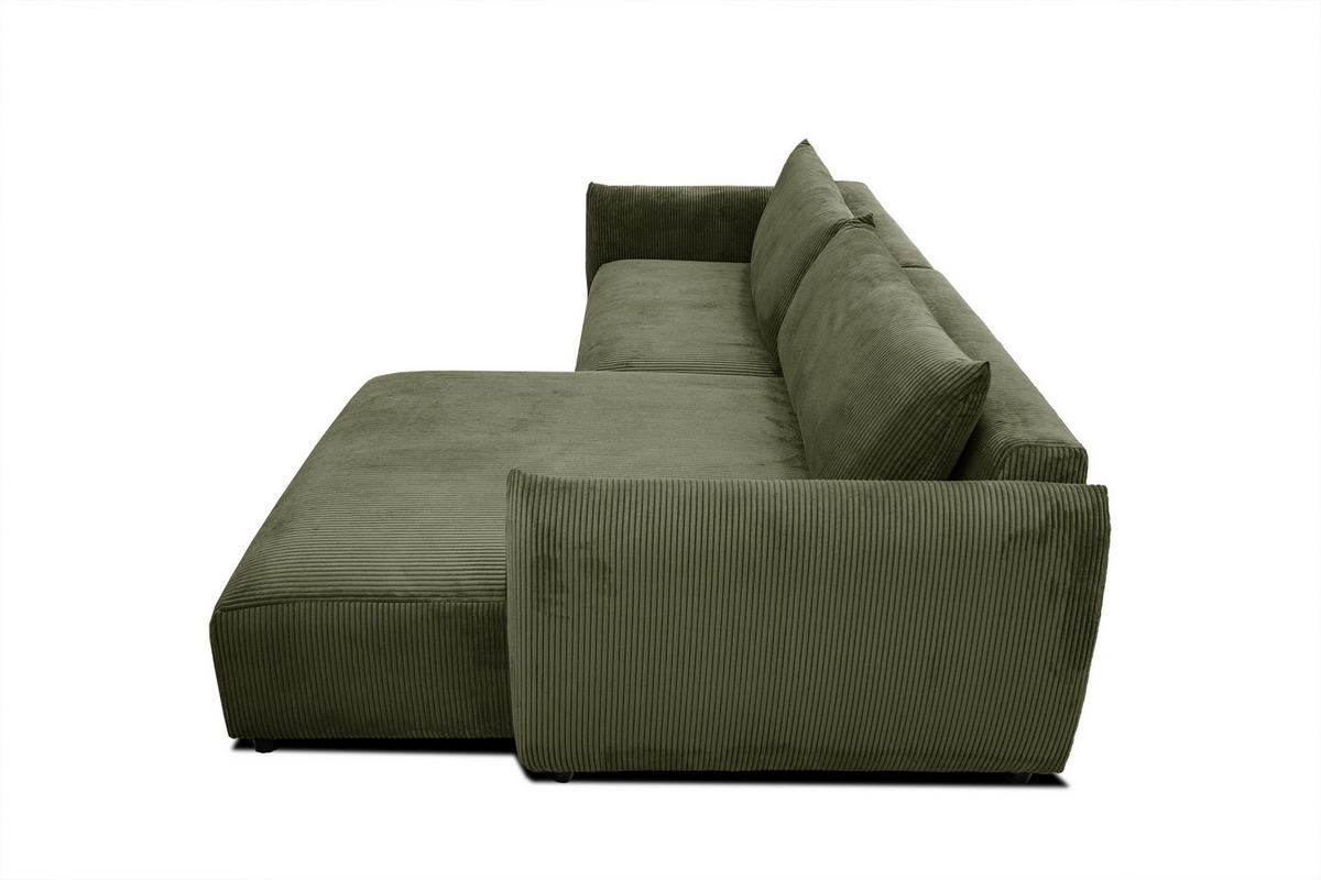 ECKSOFA TAUER 5-Sitzer, olivgrün - Schwarz/Olivgrün, Holzwerkstoff/Kunststoff (292/174cm) - Courtois Laville