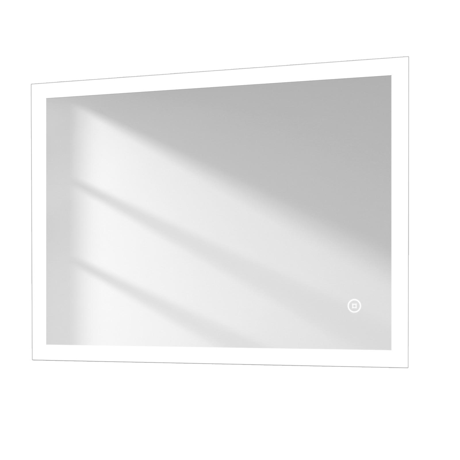 BADSPIEGEL mit Anti-Beschlag Beleuchtung 90/70/3,5 cm - Weiß, Glas (70/3.5/90cm) - EMKE