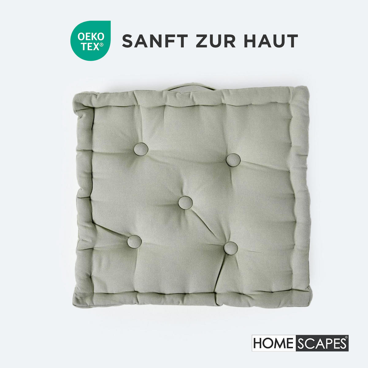 SITZKISSEN grau 40/40/8 cm – Bodenkissen unifarben - Grau, Textil (40/40/8cm) - Homescapes