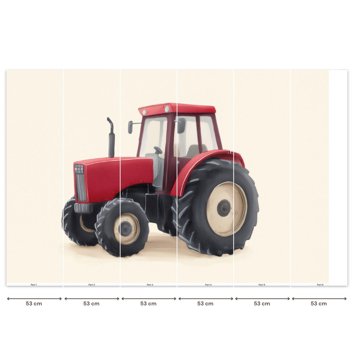 KINDERTAPETE - Traktor - Minimalistisch - Illustration - Rot - 350x220 cm - Rot, Papier (350/220cm) - OnlyWow