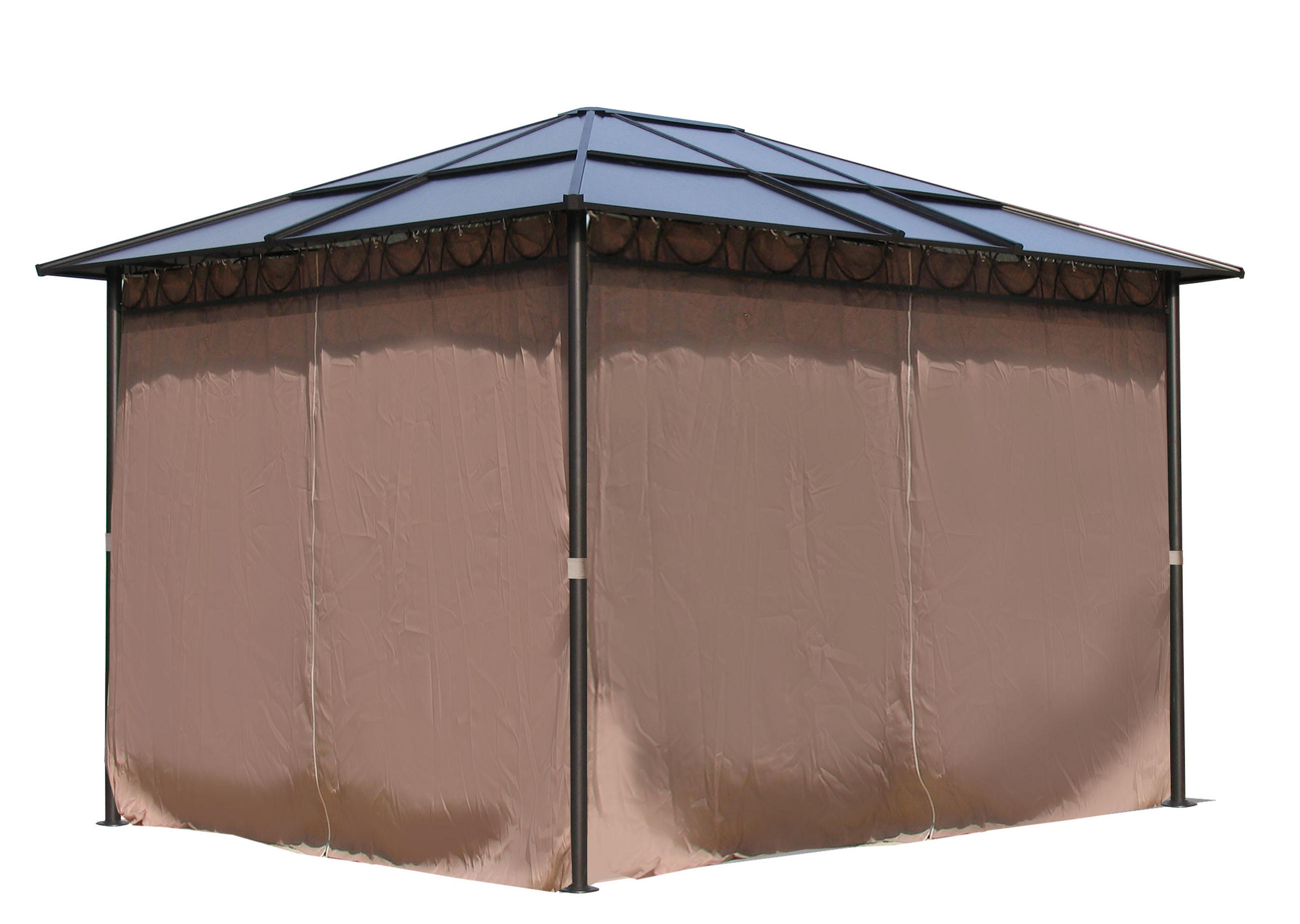 HARDTOP Pavillon 3x3,6m mit 4 Seitenteilen - Schwarz/Braun, Metall (300/263/360cm) - QUICK STAR