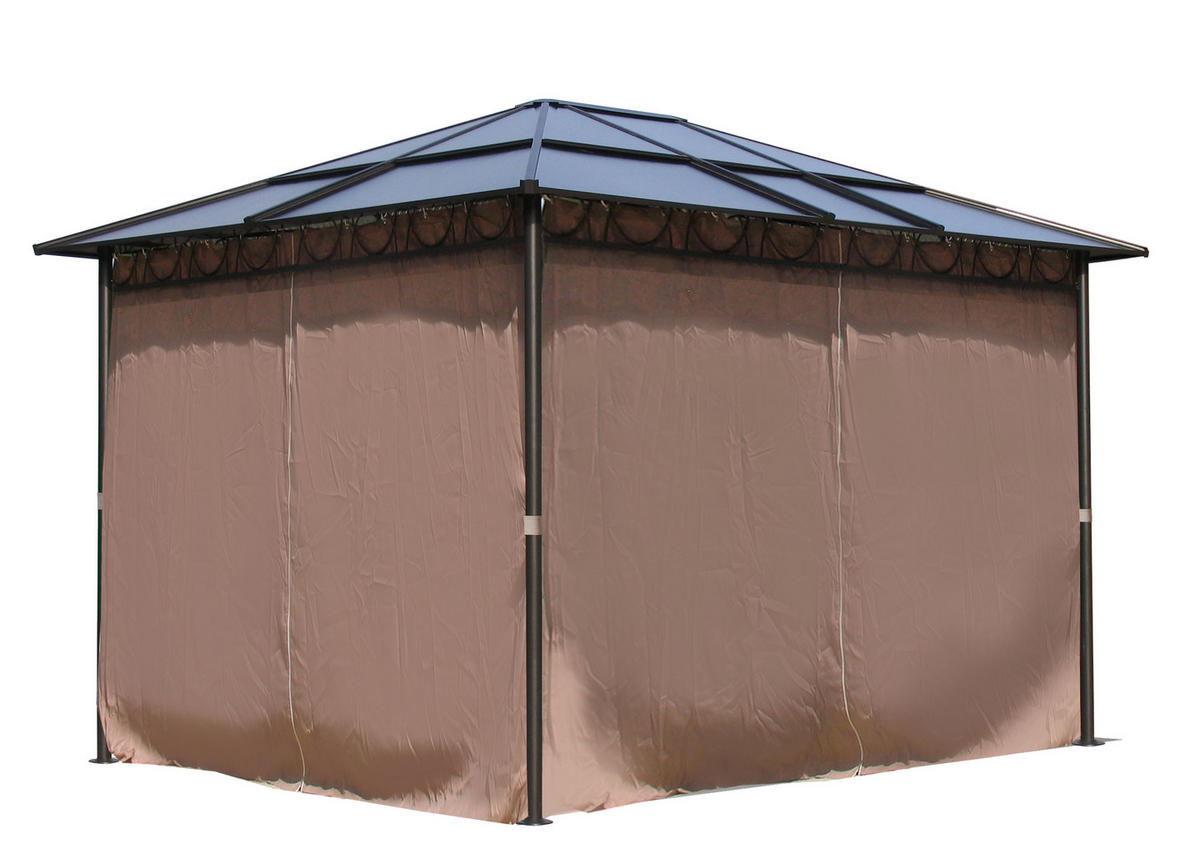 HARDTOP Pavillon 3x3,6m mit 4 Seitenteilen - Schwarz/Braun, Metall (300/263/360cm) - QUICK STAR