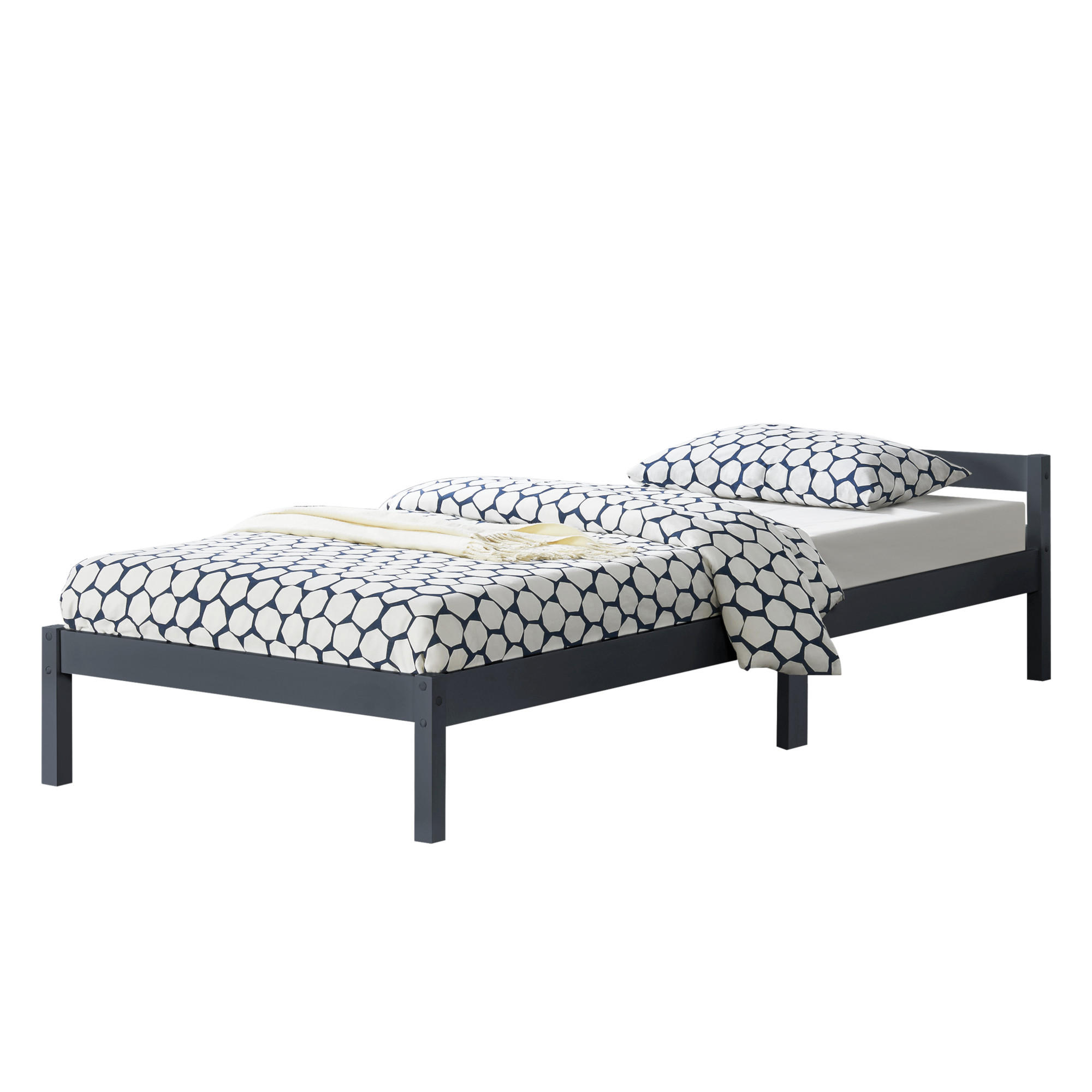 HOLZBETT Nakkila - Dunkelgrau, Holz (90/200cm) - [en.casa]