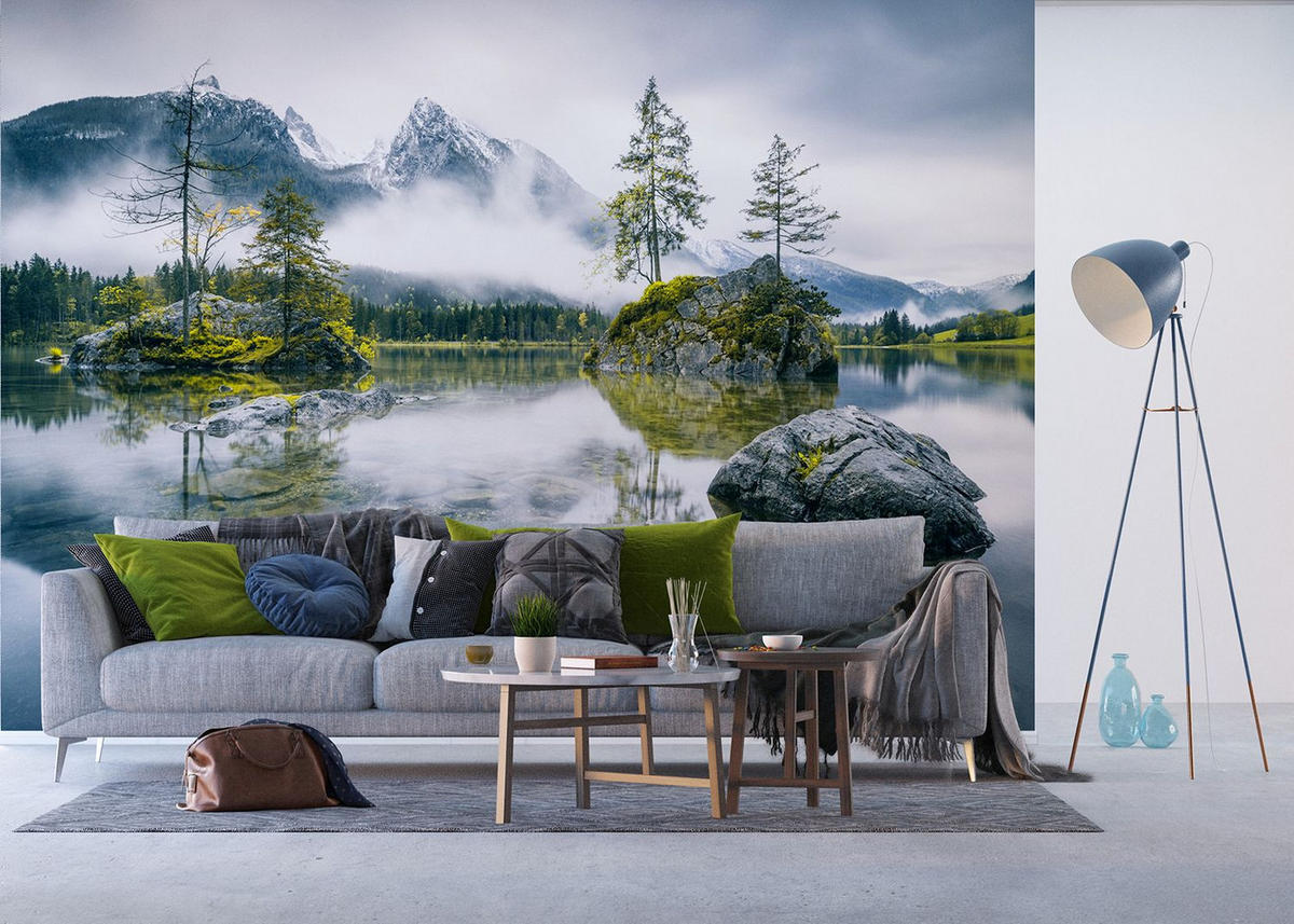 FOTOTAPETE Berglandschaft 375 x 270 cm - Grün, Papier (375/270cm) - Sanders & Sanders