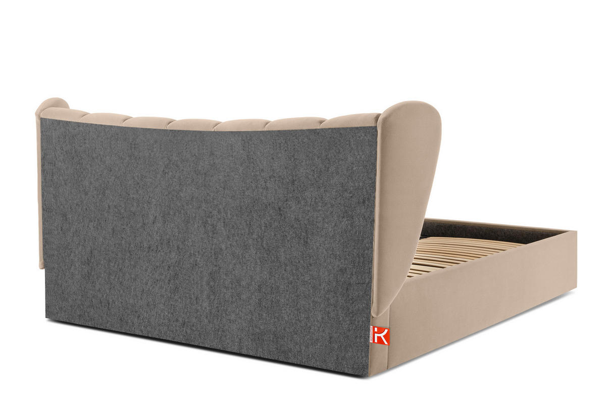 POLSTERBETT GIZO, Muschel-Design - Beige/Schwarz, Holz/Holzwerkstoff (202/204cm) - KONSIMO®