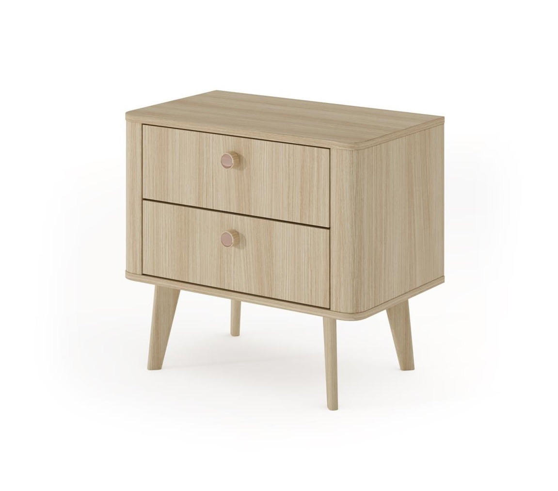 NACHTTISCH Mila Hellbraun, mit Schubladen - Hellbraun, Holzwerkstoff (63/57/38cm) - Bettso