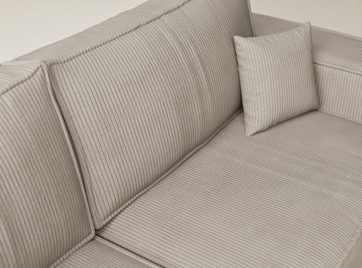 ECKSOFA MIT SCHLAFFUNKTION Tonga Beige Samtstoff - Beige/Schwarz, Holz/Holzwerkstoff (105/225cm) - Maison de Reve