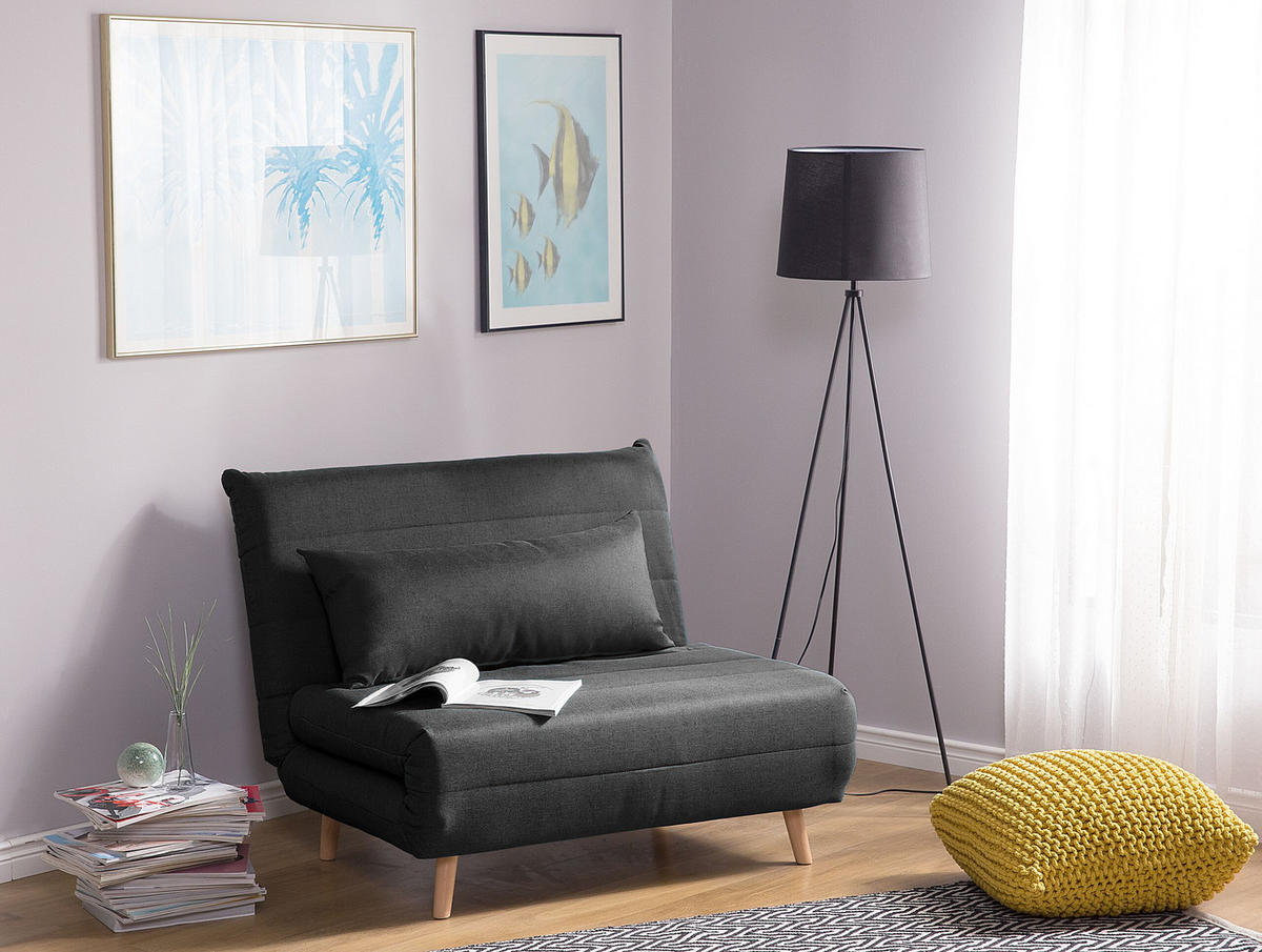 1-SITZER-SCHLAFSOFA Polyester Grau Setten - Dunkelgrau, Textil (104/82/190cm) - Beliani