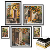 WANDBILDER 5er-Set - 50x50 cm & 20x30 cm & 40x60 cm Schwarzer Rahmen - Waldnebelporträt einer Frau - Schwarz, Kunststoff (40/60cm) - ArtPrintCave