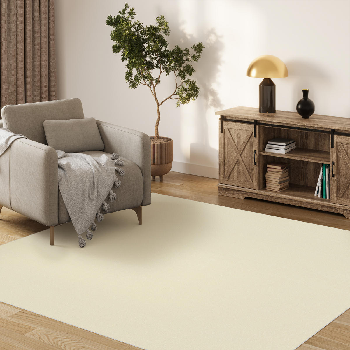 TEPPICH MONO SQUARE Creme 200/200 cm - Creme, Kunststoff (200/200cm) - Tapiso