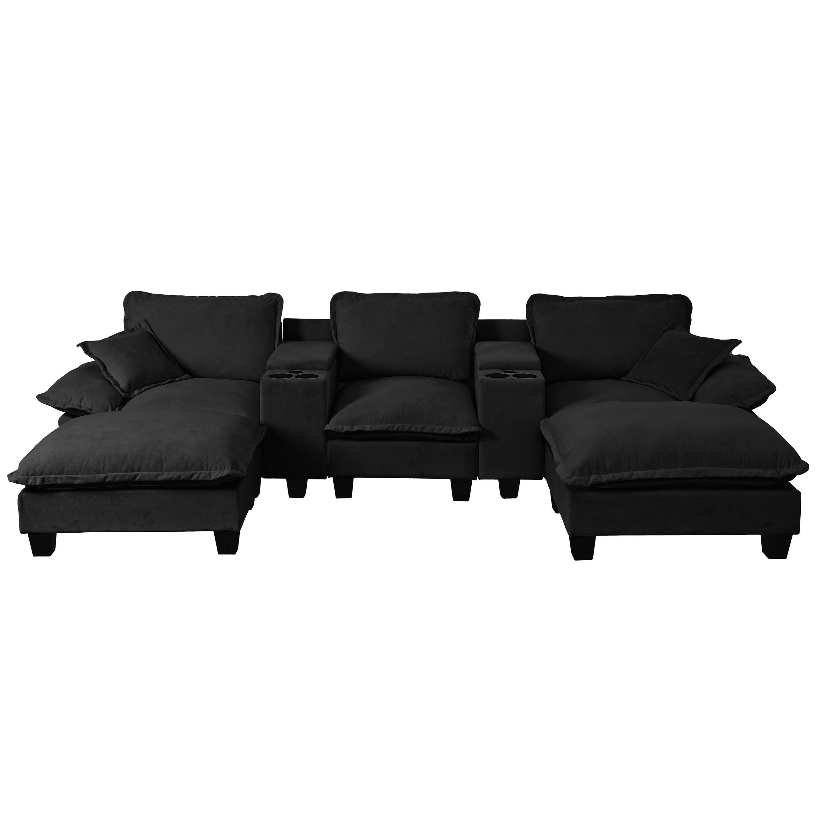 Pangivo Wohnlandschaft Schwarz 323x90x151 cm