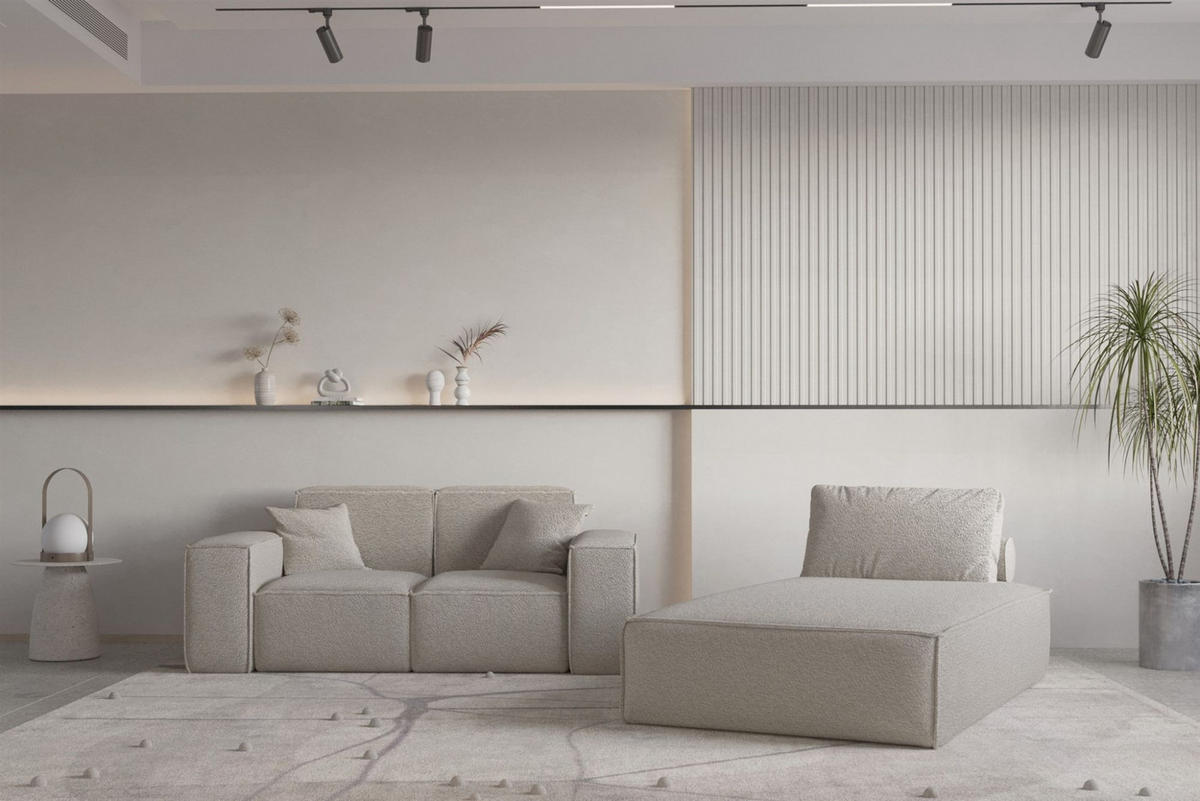 SOFA Sezlong Celes Premium 2er-set - Beige, Holzwerkstoff/Textil (110/95/194cm) - Fun Möbel
