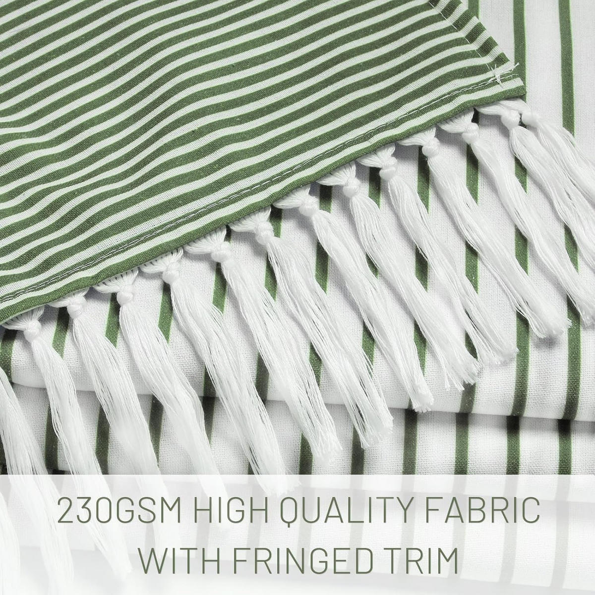 DUSCHVORHANG Boho Grün fürs Badezimmer gestreift Leinen rustikal - Grün, Textil (183/183cm) - MCBOSON
