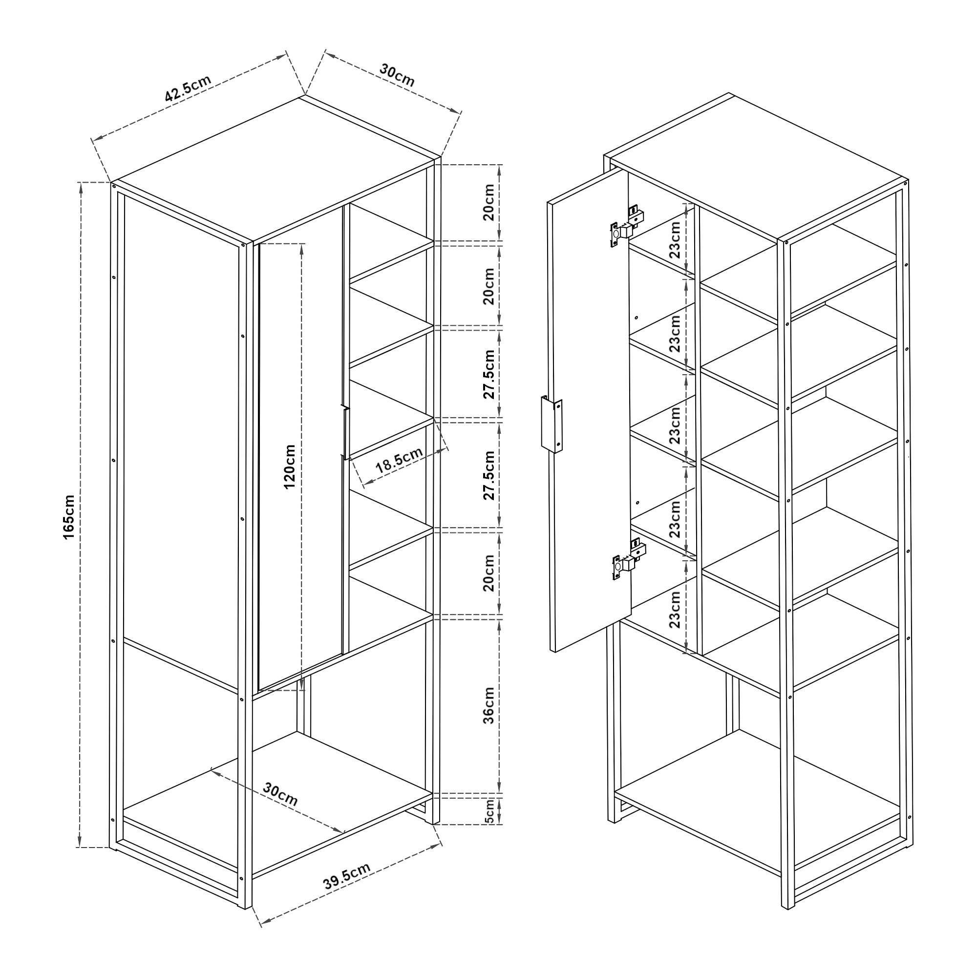 Thumbnail - [en.casa] Badmöbel-Set, Walnuss, Schwarz, Metall, 42.5x165x30 cm, Badezimmer, Badmöbelsets & Badmöbelserien, Badmöbel-Se...