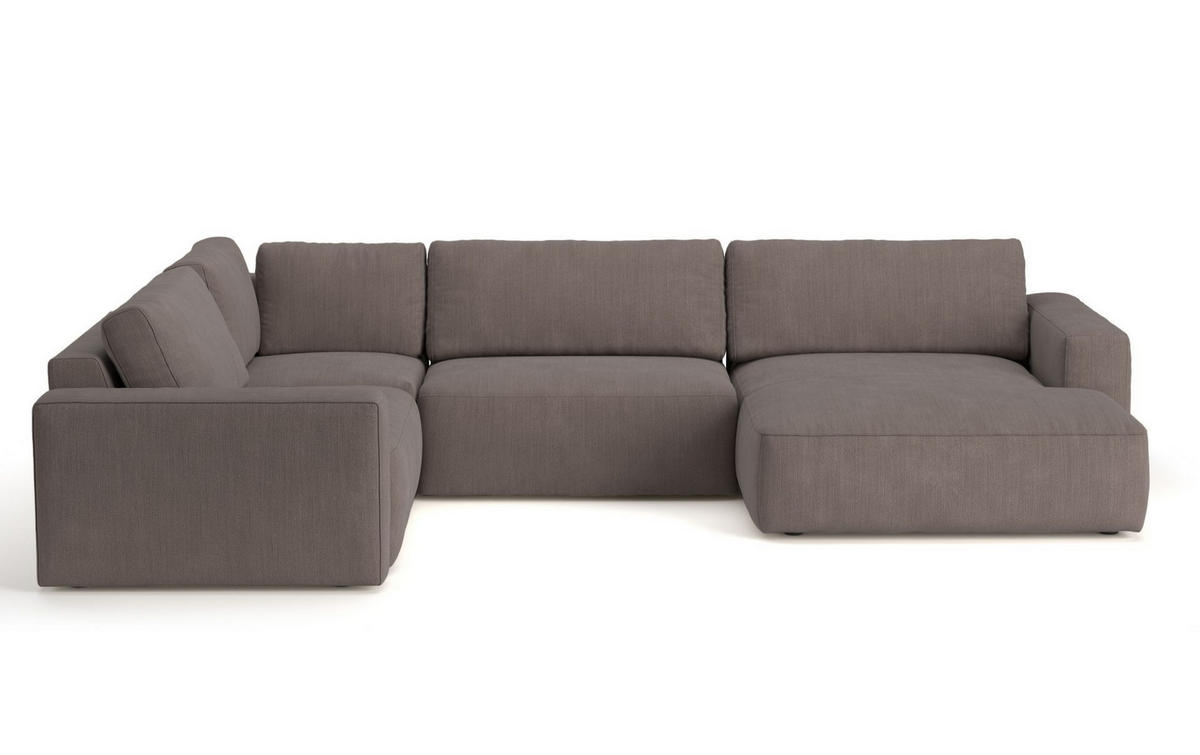 WOHNLANDSCHAFT mit wasserabweisendem Stoff - Taupe/Beige, Holz/Kunststoff (367/89/249cm) - Cotta