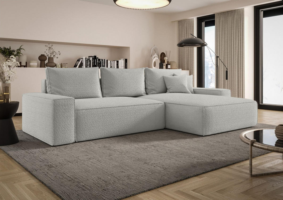 ECKSOFA Walken Mit Schlaffunktion - Hellgrau, Holzwerkstoff/Textil (280/185cm) - Fun Möbel